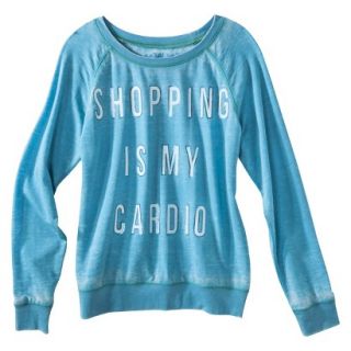 Juniors Shopping Is My Cardio Lightweight Sweatshirt   Blue L(11 13)
