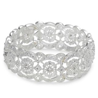 Vieste Crystal Accent Lace Look Stretch Bracelet