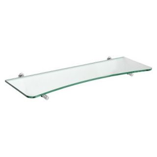 Wall Shelf Concave Clear Glass Shelf With Silver Atlas Supports   23.5