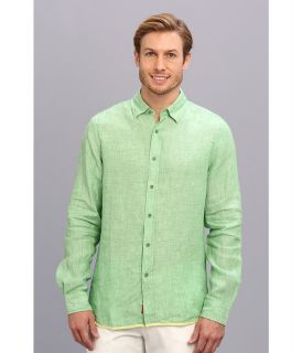 Report Collection L/S Solid Linen Shirt Mens Long Sleeve Button Up (Green)