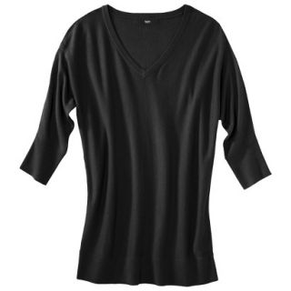 Mossimo Womens 3/4 Sleeve V Neck Value Sweater   Black XL