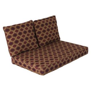 Mooreana 3 Piece Outdoor Loveseat Replacement Cushion Set   Red Geometric