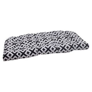 Outdoor Wicker Loveseat Cushion   Black/White Boxed In Geometric