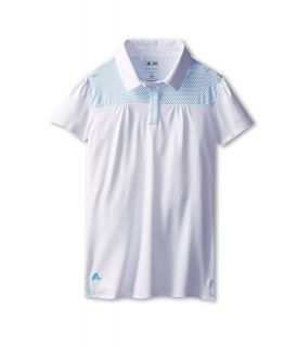 adidas Golf Kids Performance Dot Yoke Polo Girls Short Sleeve Pullover (White)