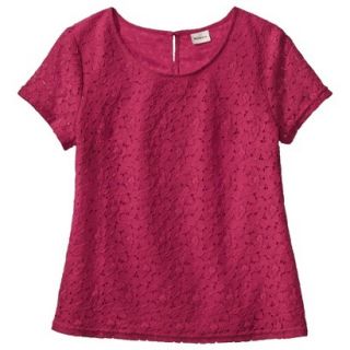 Merona Womens Lace Short Sleeve Top   Established Red   XXL