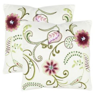 Safavieh 2 Pack Bejeweled Stitched Floral Toss Pillows (18x18)