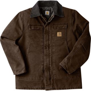 Carhartt Sandstone Traditional Quilt Lined Coat   Dark Brown, Medium Tall,