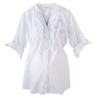 Liz Lange for Target Maternity 3/4 Sleeve Ruffled Shirt   White S