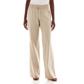 By & By Smocked Waist Linen Pants, Sand, Womens