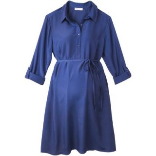 Merona Maternity Rolled Sleeve Shirt Dress   Blue M