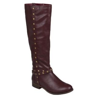Womens Bamboo By Journee Studded Round Toe Boots   Bordeaux 7.5