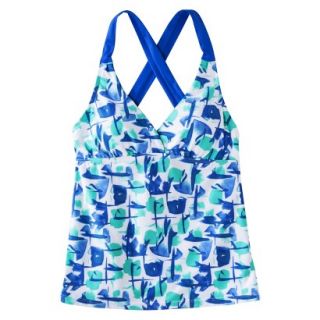 Clean Water Womens Printed Tankini Swim Top  Blue XL