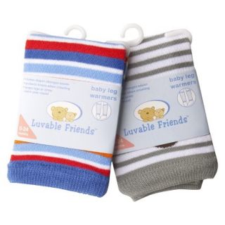 Luvable Friends Infant Boys 2 Pack Stripe Leg Warmers   Blue 0 24 M