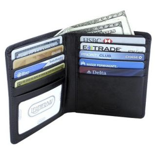Leatherbay Double Fold Leather Wallet   Black