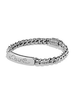 David Yurman Petite Pave Curb Link Love ID Bracelet with Diamonds   Silver