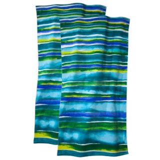 Watercolor Stripe Beach Towel   Green (2 pack)