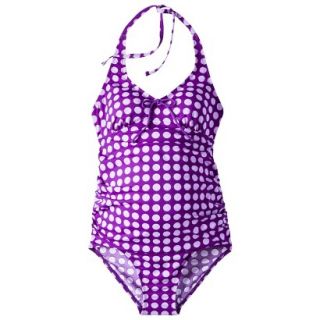 Womens Maternity Halter One Piece Swimsuit   Amethyst/White XL