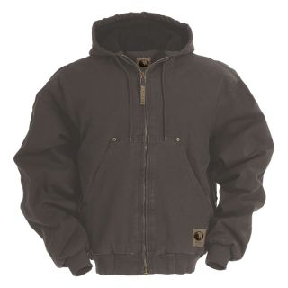 Berne Original Washed Hooded Jacket   Quilt Lined, Gray, XL Tall, Model HJ375