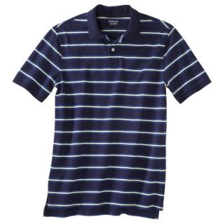 Mens Classic Fit Stripe Polo Shirt Dark Blue White L