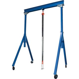 Vestil Steel Gantry Crane   Adjustable Height, 2000 Lb. Capacity, 15ft.L x 6
