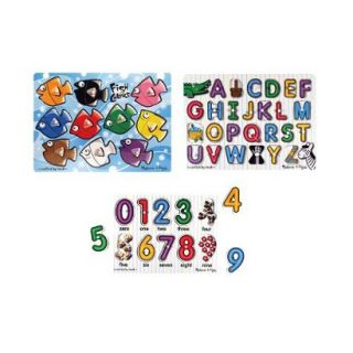 Melissa & Doug Fish Colors, ABC, and Numbers Wooden Mix n Match Peg Puzzle