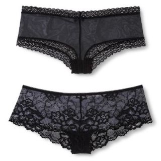 Gilligan & OMalley Womens 2 Pack Lace Tanga   Black M