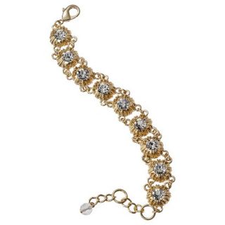 Womens Multi Stone Chain Bracelet   Clear/Gold