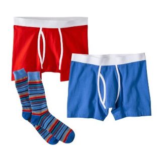 Mossimo Supply Co. Mens Boxer Briefs and Socks 3pc Set   Blue/Red L