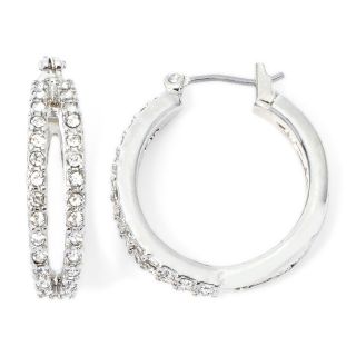 MONET JEWELRY Monet Silver Tone Crystal Hoop Earrings, White
