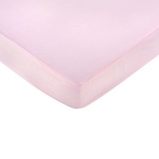 Toile Gingham Fitted Crib Sheet   Pink