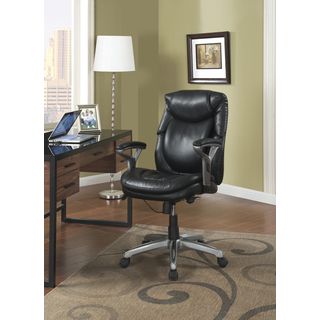 Serta Smooth Black Eco friendly Bonded Leather Air Health   Wellness Mid back Office Chair