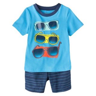 Circo Infant Toddler Boys Sunglasses Tee & Striped Short Set   Panama Blue 2T