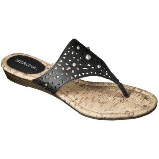 Womens Merona Elisha Perforated Studded Sandals   Black 6