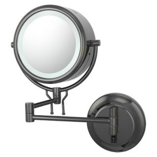 Mirror Image Contemporary Hardwired, Double Sided, 5X/1X Wall Mirror   Black