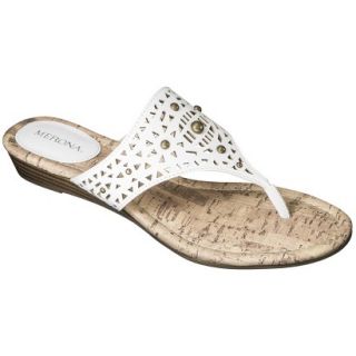 Womens Merona Elisha Perforated Studded Sandals   White 6