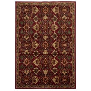 Traditional Floral Red/ Green Rug (67 X 93)