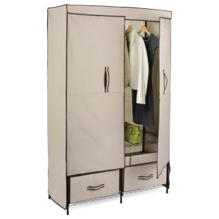 HONEY CAN DO Honey Can Do Double Door Clothing Storage Closet w/ Drawers, Brown