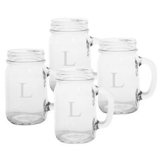 Personalized Monogram Old Fashioned Drinking Jar Set of 4   L