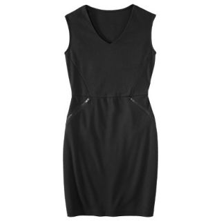 Mossimo Womens Ponte V neck Zippered Pocket Dress   Black XL