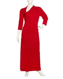 Asymmetric Neck Maxi Dress, Red, Womens