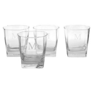Personalized Monogram Whiskey Glass Set of 4   M