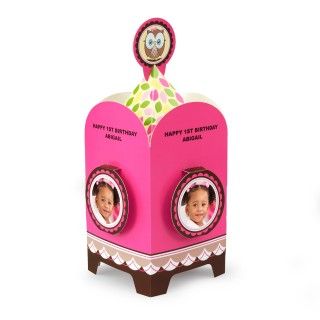 Look Whoos 1   Pink Personalized Centerpiece
