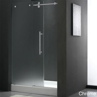 Vigo Frameless Right Sided Shower Door/ White Base Center Drain