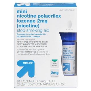up&up Mini Nicotine Polacrilex Stop Smoking 2 mg Mint Lozenges  81 Count