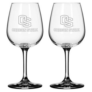 Boelter Brands NCAA 2 Pack Oregon state Beavers Satin Etch Wine Glass   12 oz