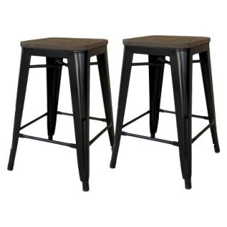 Counter Stool Threshold Hampden 24 Black Industrial Counterstool with Wood