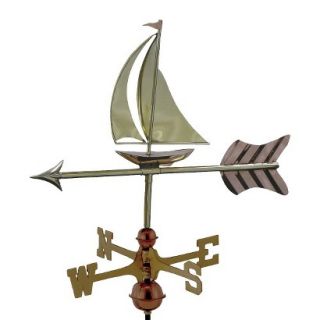 Good Directions Sailboat Garden Weathervane   Polished Copper w/Roof Mount