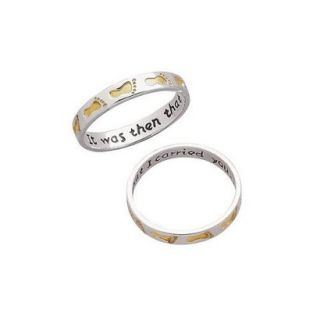 Sterling Silver Two Tone Footprints Ring  12