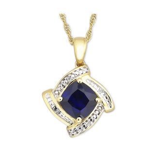 Lab Created Blue Sapphire & Diamond Accent Pendant, Womens