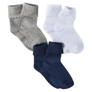 Circo Girls 3 Pack Cuffed Ankle Sock   Navy Voyage 9 2.5